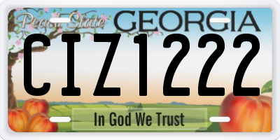 GA license plate CIZ1222