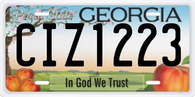 GA license plate CIZ1223