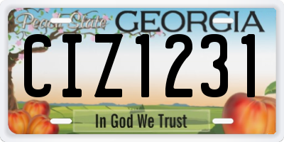 GA license plate CIZ1231