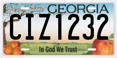 GA license plate CIZ1232