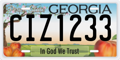 GA license plate CIZ1233