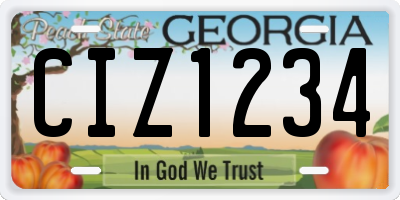 GA license plate CIZ1234