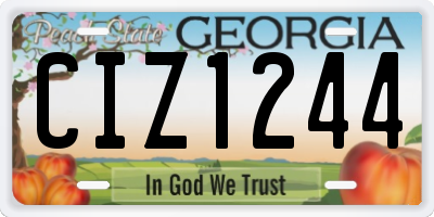 GA license plate CIZ1244