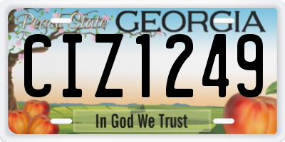 GA license plate CIZ1249