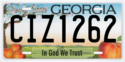 GA license plate CIZ1262