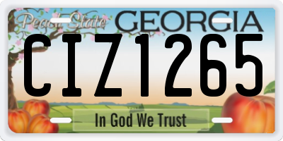 GA license plate CIZ1265