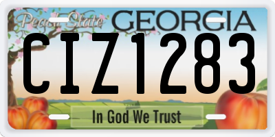 GA license plate CIZ1283