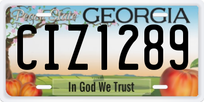 GA license plate CIZ1289