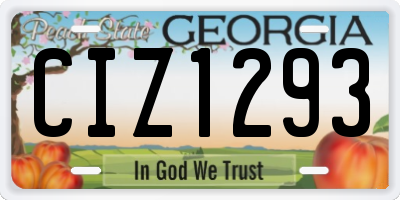 GA license plate CIZ1293