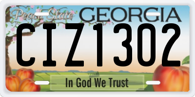 GA license plate CIZ1302