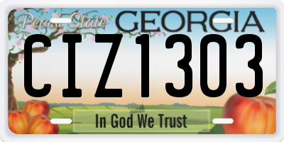 GA license plate CIZ1303