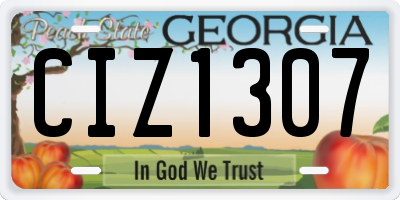 GA license plate CIZ1307