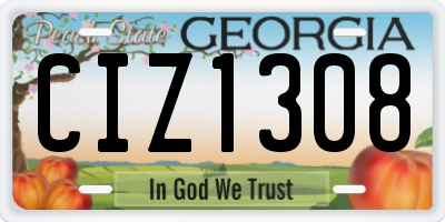 GA license plate CIZ1308