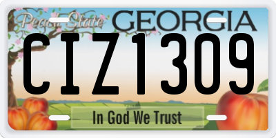 GA license plate CIZ1309