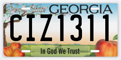 GA license plate CIZ1311