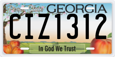 GA license plate CIZ1312