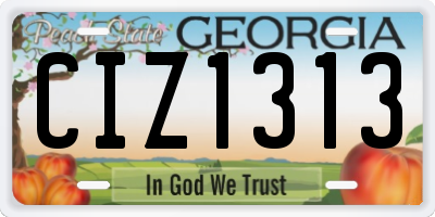 GA license plate CIZ1313