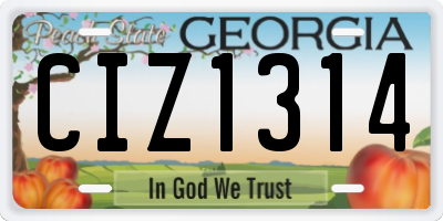 GA license plate CIZ1314