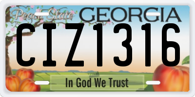 GA license plate CIZ1316