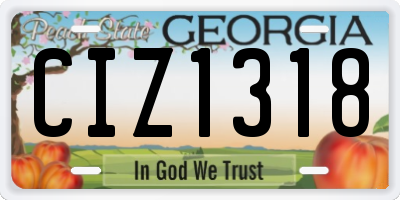 GA license plate CIZ1318
