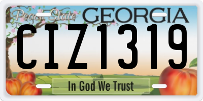 GA license plate CIZ1319