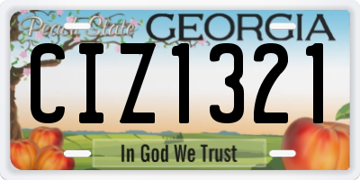 GA license plate CIZ1321
