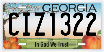 GA license plate CIZ1322
