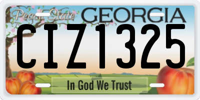 GA license plate CIZ1325