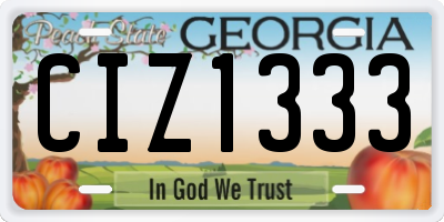 GA license plate CIZ1333