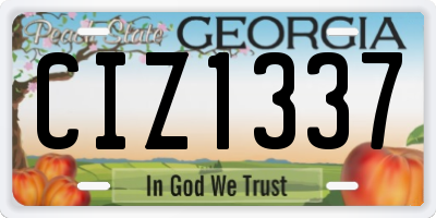 GA license plate CIZ1337