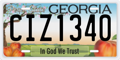 GA license plate CIZ1340