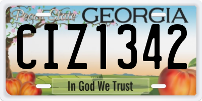 GA license plate CIZ1342