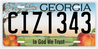 GA license plate CIZ1343