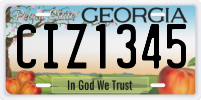 GA license plate CIZ1345