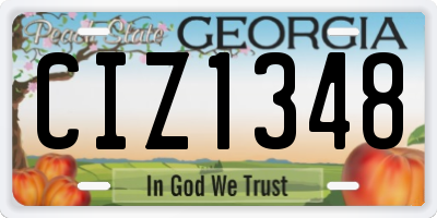 GA license plate CIZ1348