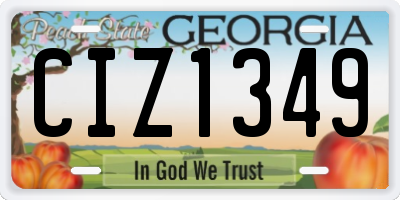 GA license plate CIZ1349