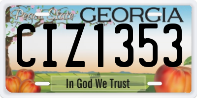 GA license plate CIZ1353