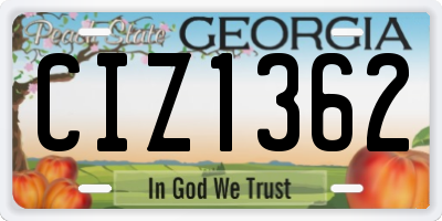 GA license plate CIZ1362