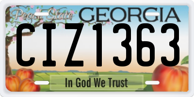 GA license plate CIZ1363