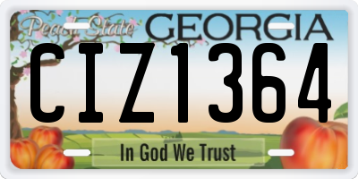 GA license plate CIZ1364