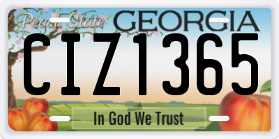 GA license plate CIZ1365