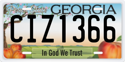 GA license plate CIZ1366