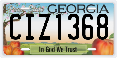 GA license plate CIZ1368