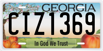 GA license plate CIZ1369