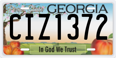GA license plate CIZ1372