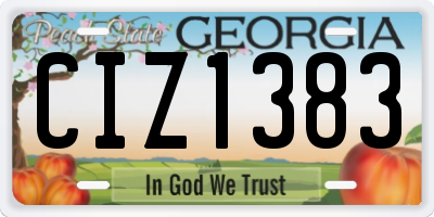 GA license plate CIZ1383