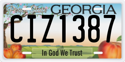 GA license plate CIZ1387