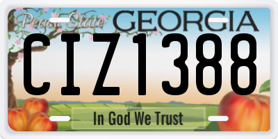 GA license plate CIZ1388