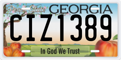 GA license plate CIZ1389