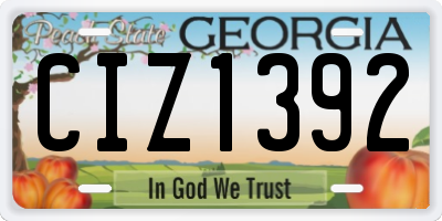 GA license plate CIZ1392